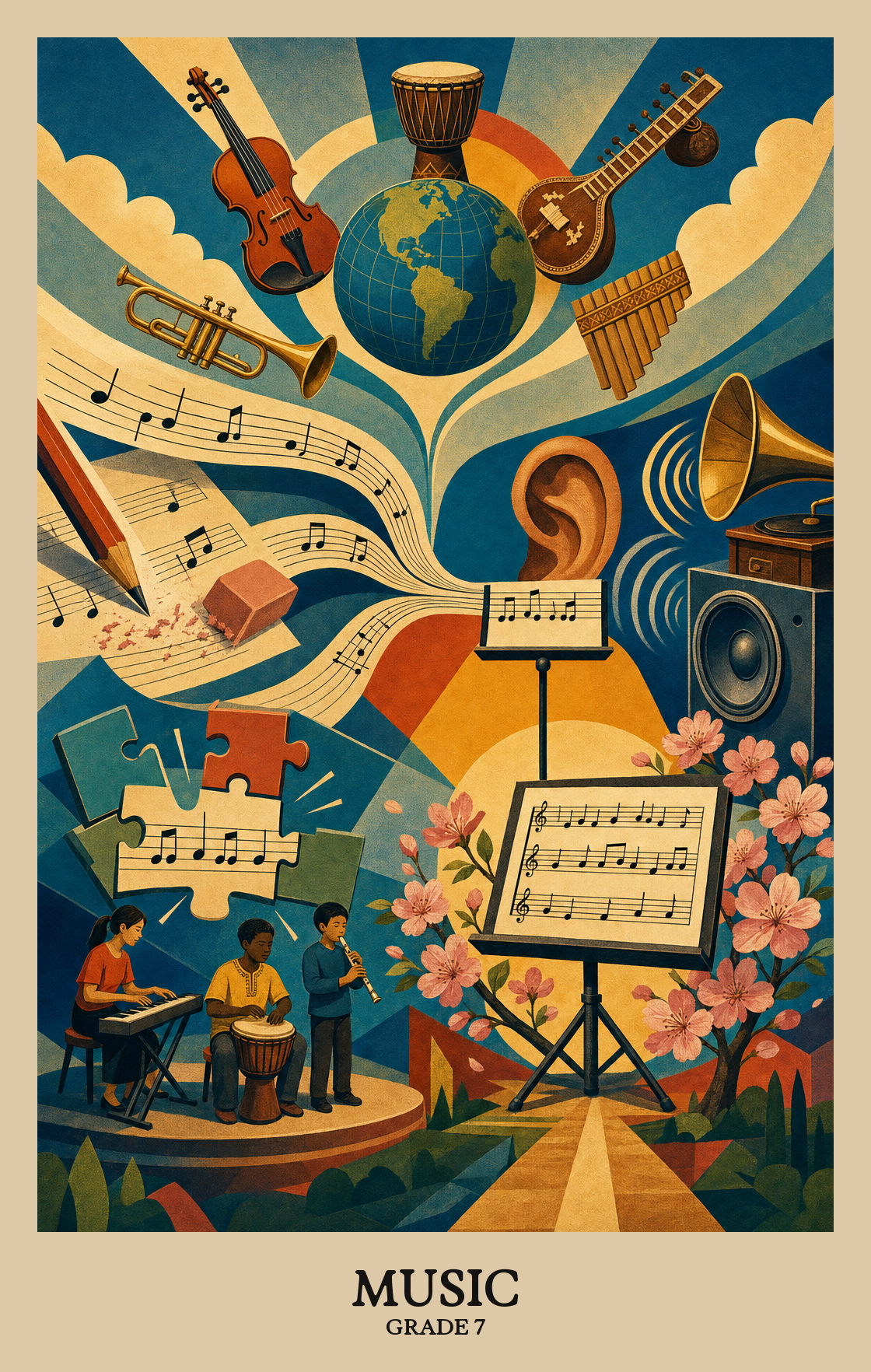 Illustration of what students learn in Grade 7 Arts: Music