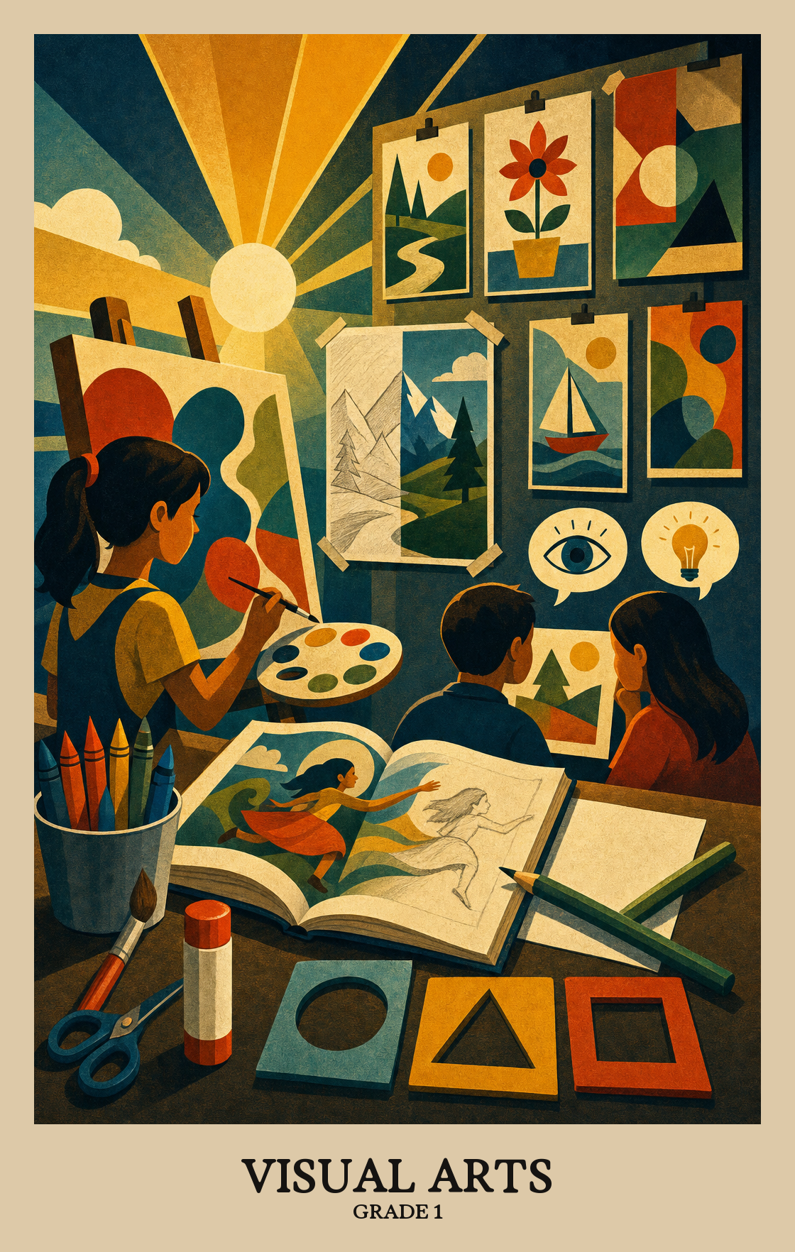 Illustration of what students learn in Grade 1 Arts: Visual Arts