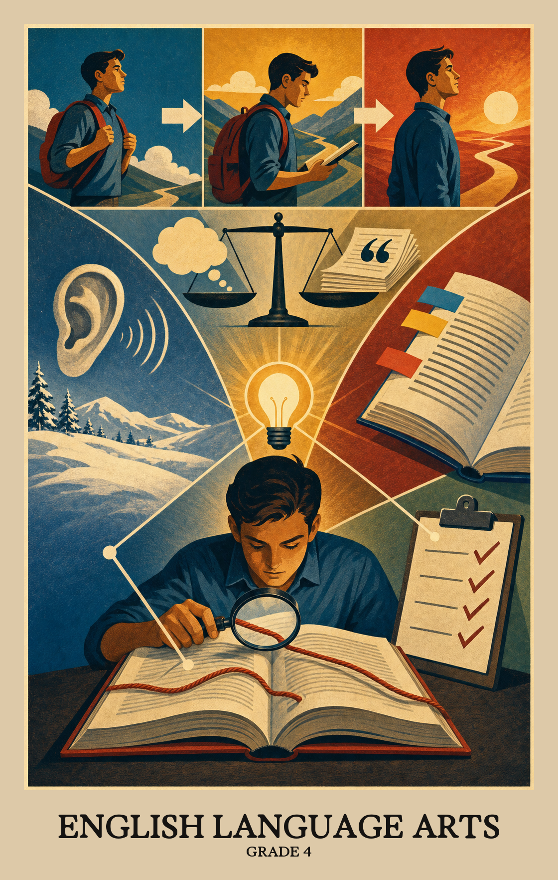 Illustration of what students learn in Grade 4 English Language Arts