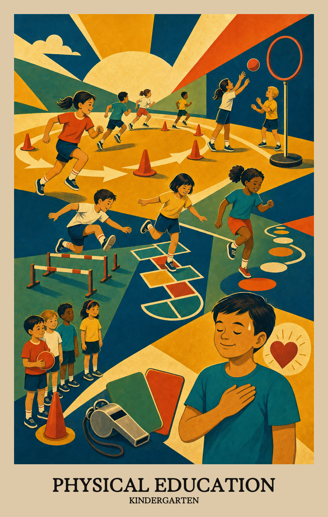 Illustration of what students learn in Kindergarten Physical Education